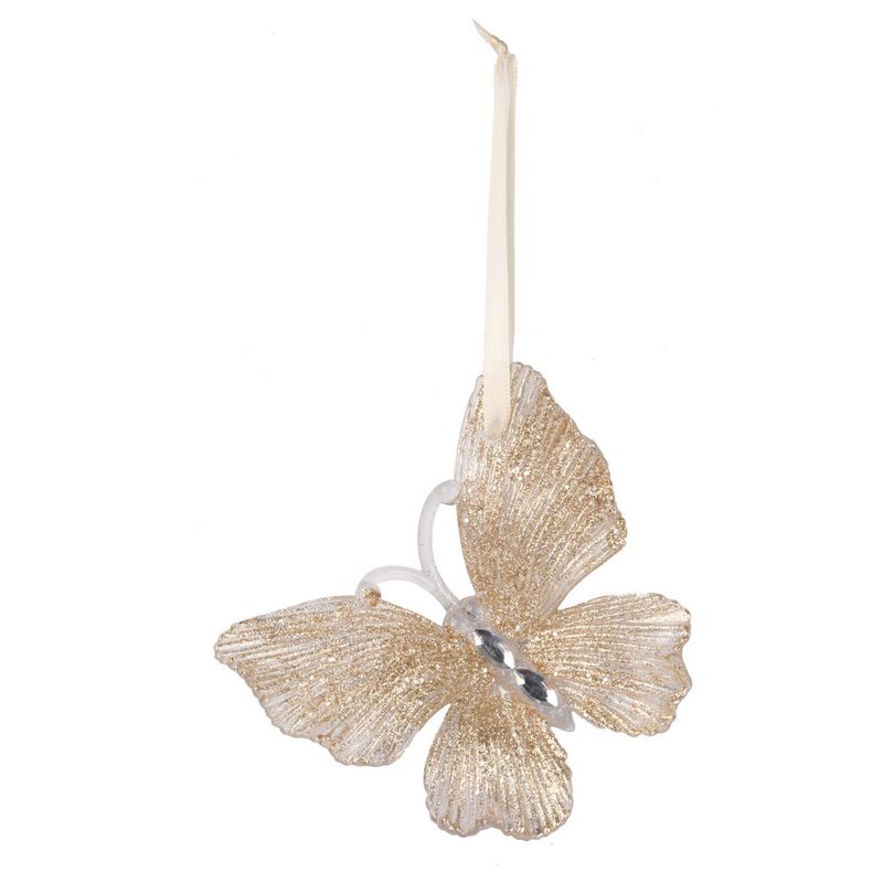Champagne Butterfly Tree Decoration 10x9cm