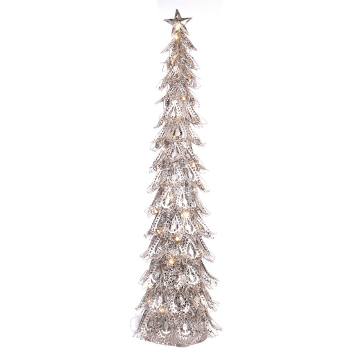 Champagne Glitter Metal Tree with 40 Light B/O 23x80cm