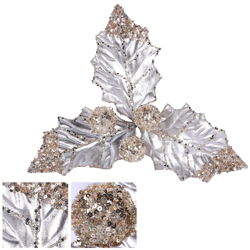 Champagne Metallic Holly Berry with Clip 30cm