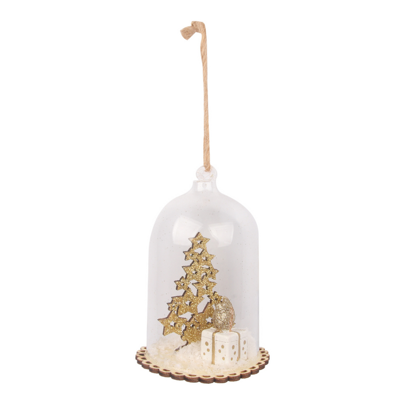 Cloche with Tree Hanging Tree Decoration 6.5x10.5cm