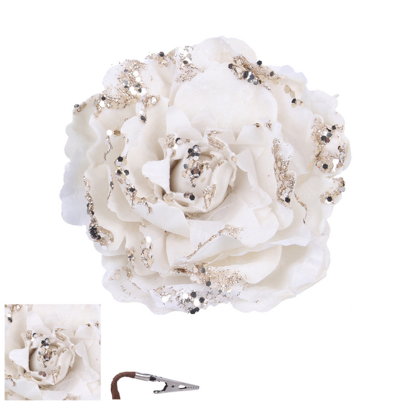 Cream Peony with Clip 17cm