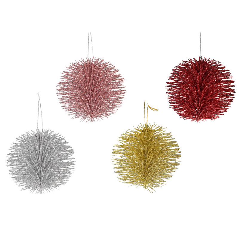Glitter Spiky Bauble 80mm Assorted