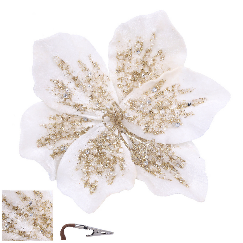 Ivory Hibiscus Flower with Clip 16cm
