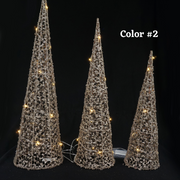 Light Up Glitter Cone Tree 3pc – thumbnail