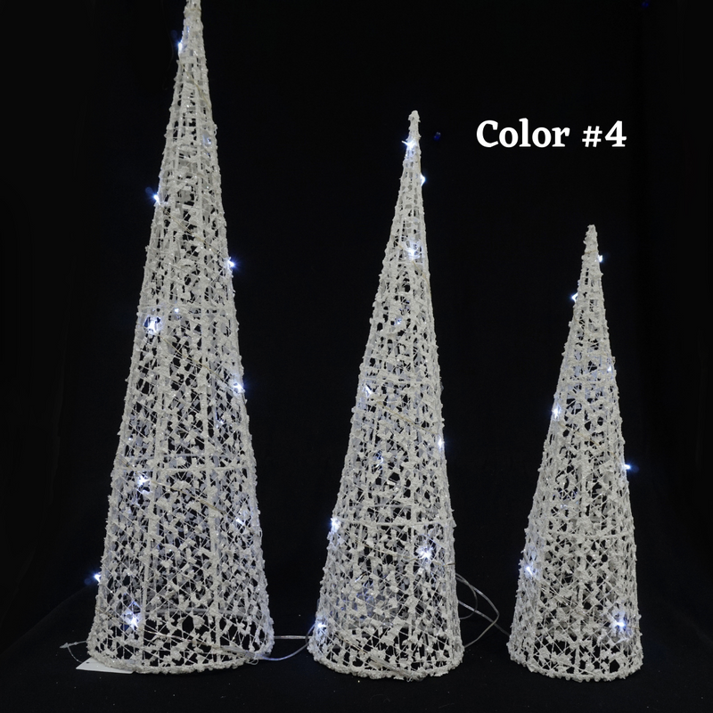 Light Up Glitter Cone Tree 3pc