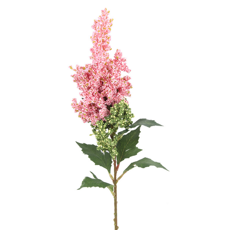 Mini Pink Berries Spray with Leaves 61cm