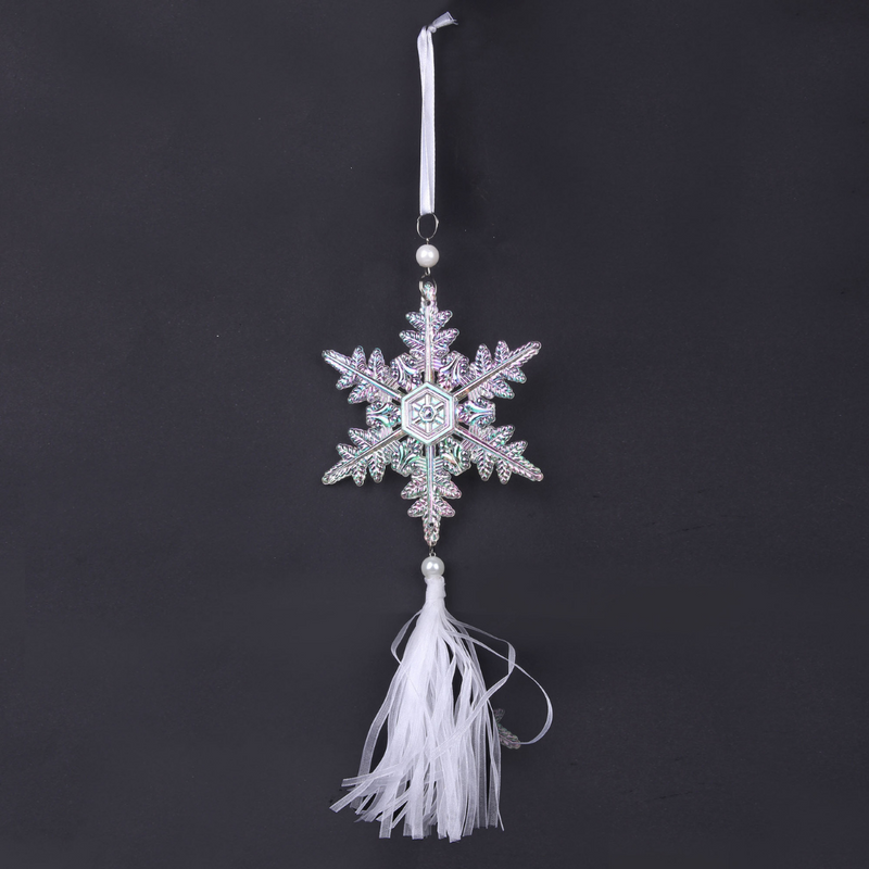Snowflake Tree Decoration with White Ribbon 25cm