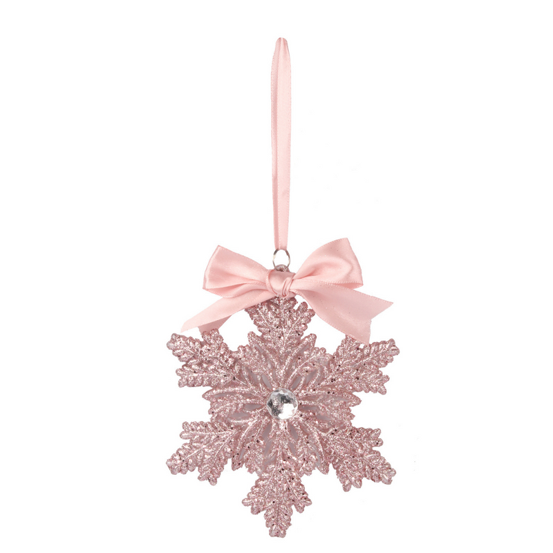 Pink Snowflake Tree Decoration 13cm