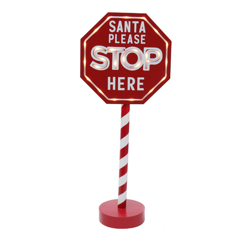 Light Up Santa Stop Sign 62cm