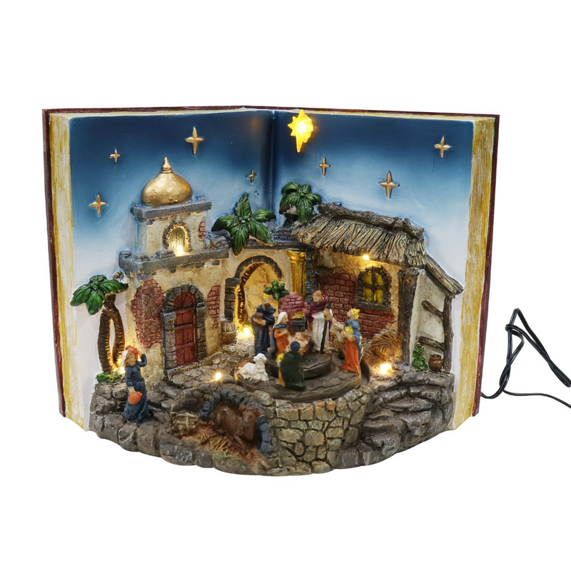 Nativity Sceneâ„¢ LED Musical Nativity Book Scene Rotate