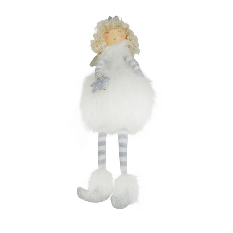 Sitting Angel White Fur 