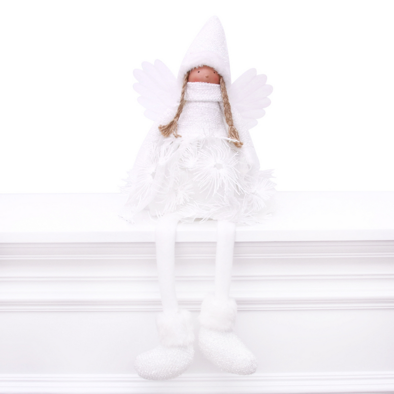 White Dangling Legs Angel 60cm