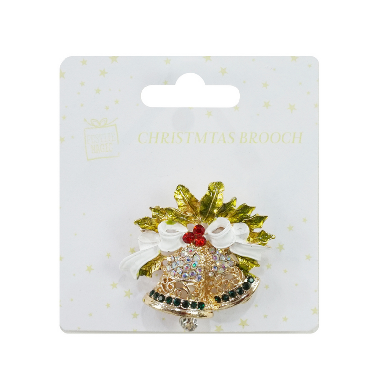 Christmas Diamante Brooch 6 Asstd