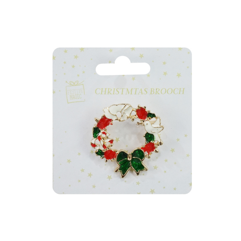 Christmas Diamante Brooch 6 Asstd