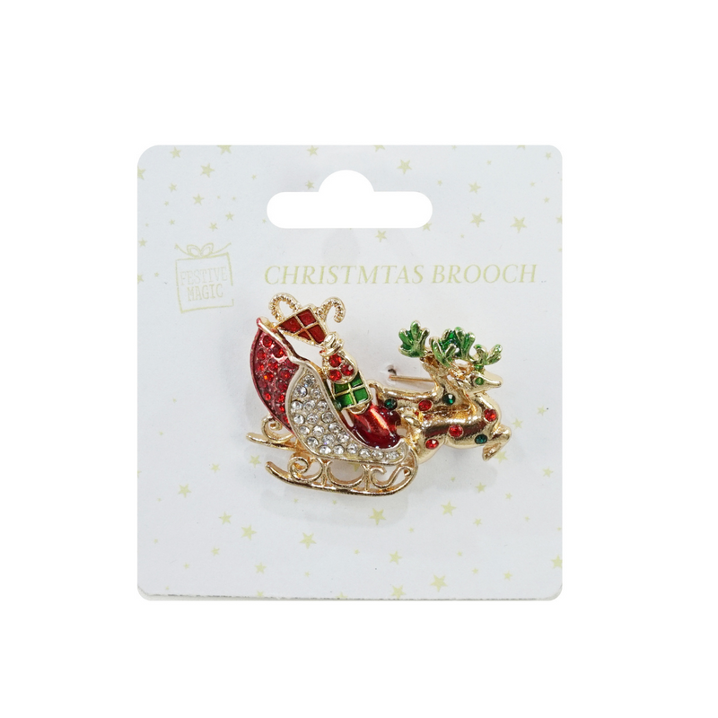 Christmas Diamante Brooch 6 Asstd