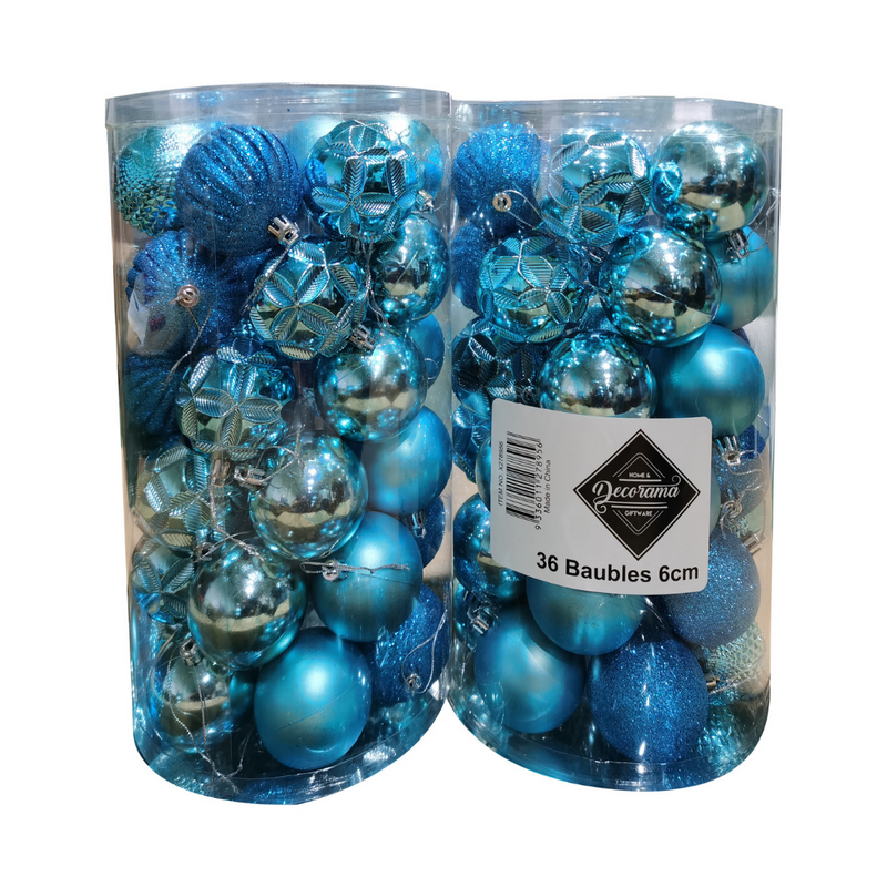 36 Baubles Aqua 6cm