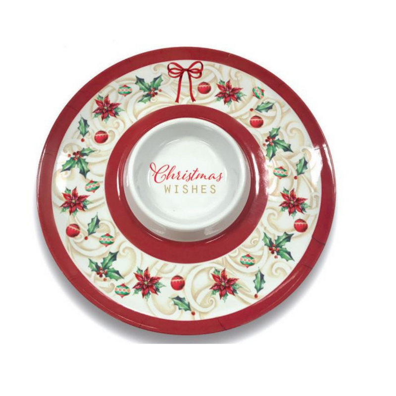 Christmas Melmix Chip N Dip Plate 