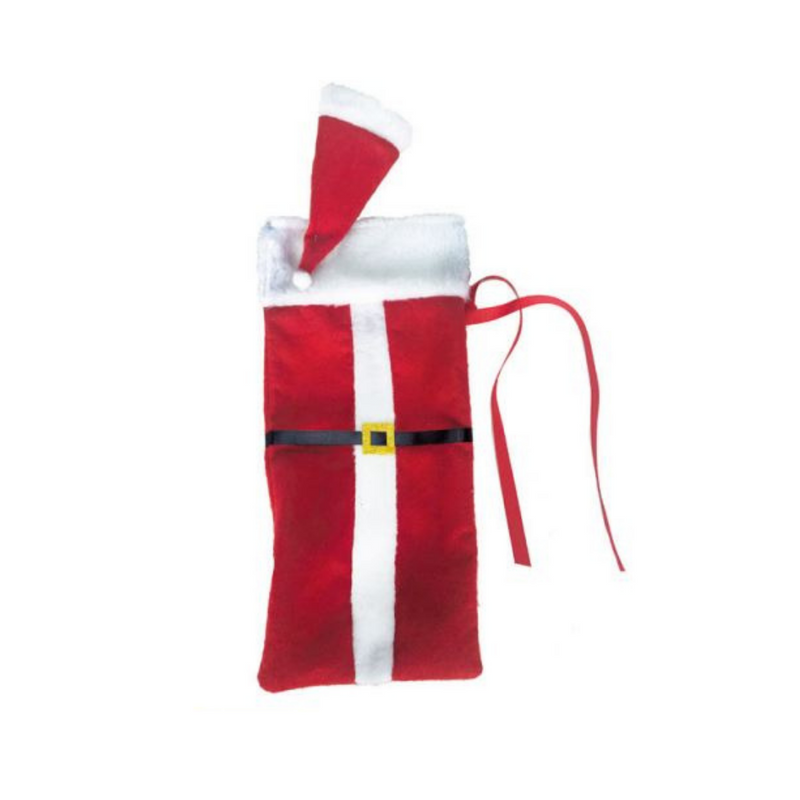 Christmas Santa Suit & Hat Novelty Bottle Bag 