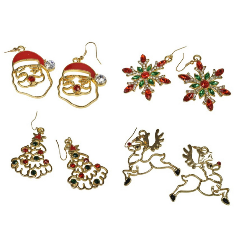 CHRISTMAS METAL EARRINGS Asst