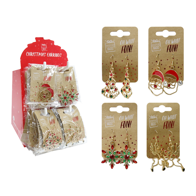 CHRISTMAS METAL EARRINGS Asst