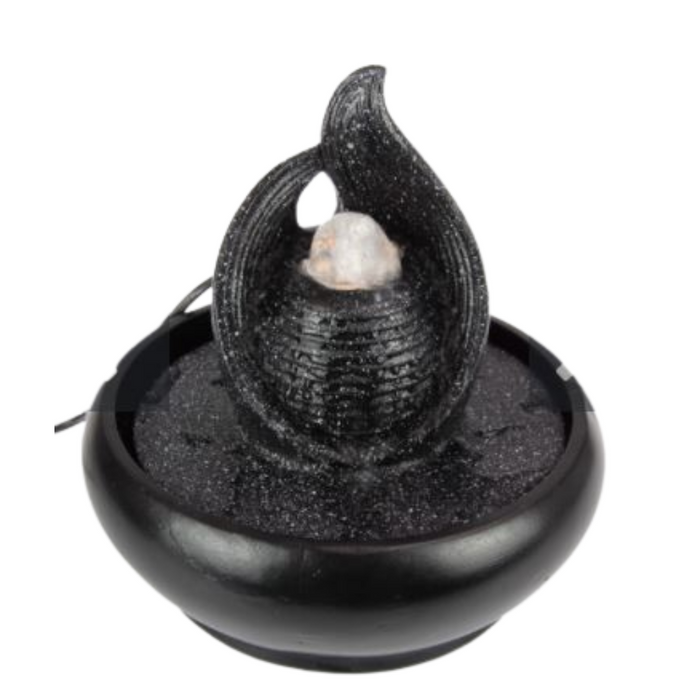Black Speckled Fountain With Light 22cm
