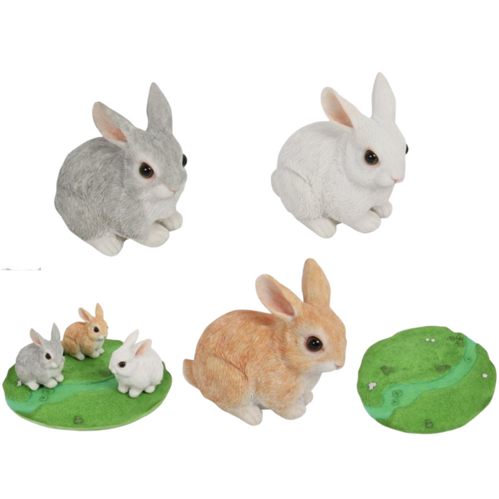 10Cm Cute Rabbits 3 Asstd W/Displa
