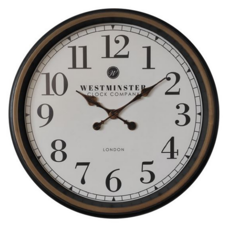 Clock with Numbers in Antique Brown 40cm