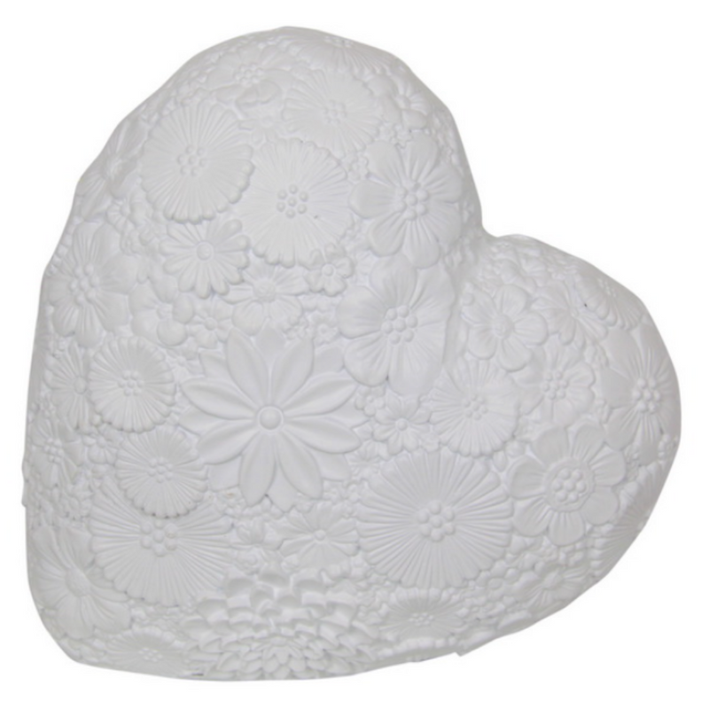 22CM WHITE FLORAL HEART