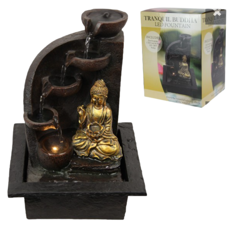  Gold Buddha Waterfall Fountain 31cm