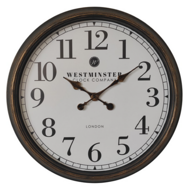 Clock with Numbers in Antique Brown 76cm