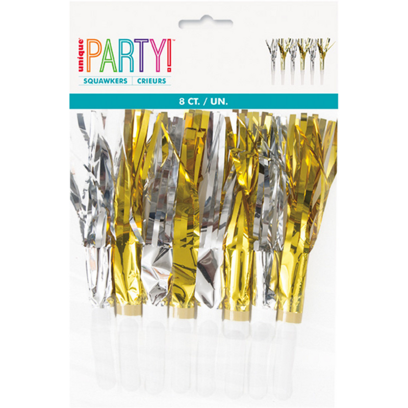 Gold and silver fringed squawkers