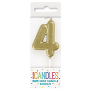 Mini Gold Numeral Pick Candles - 4 – thumbnail