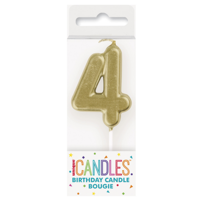 Mini Gold Numeral Pick Candles - 4