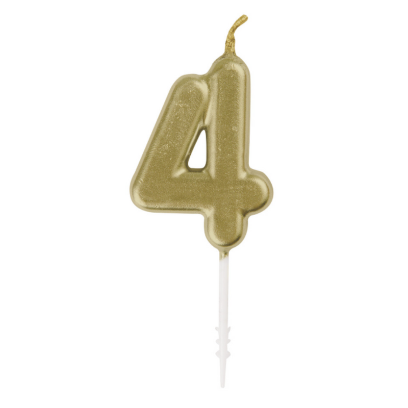 Mini Gold Numeral Pick Candles - 4
