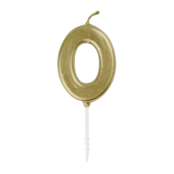Mini Gold Numeral Pick Candles - 0