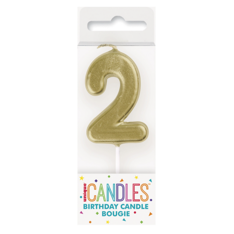 Mini Gold Numeral Pick Candles - 2