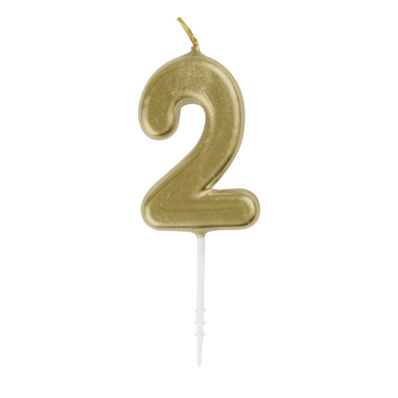 Mini Gold Numeral Pick Candles - 2
