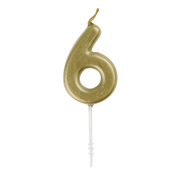 Mini Gold Numeral Pick Candles - 6 – thumbnail