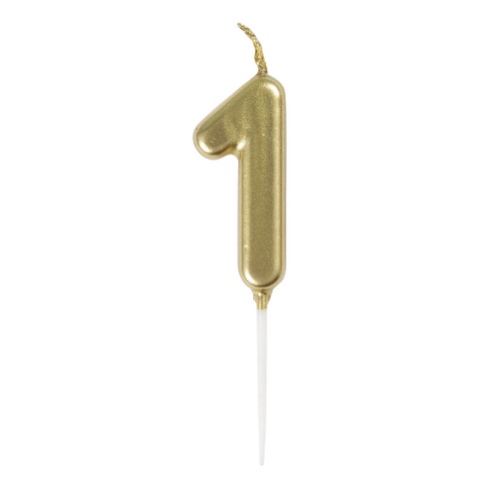 Mini Gold Numeral Pick Candles - 1