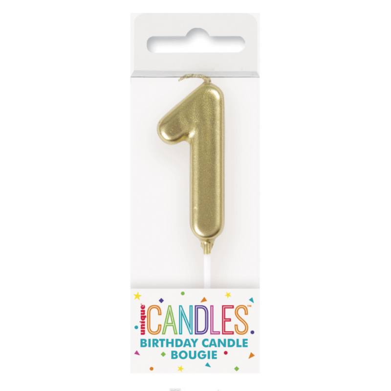 Mini Gold Numeral Pick Candles - 1