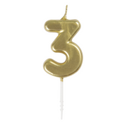 Mini Gold Numeral Pick Candles - 3 – thumbnail