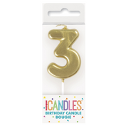 Mini Gold Numeral Pick Candles - 3 – thumbnail