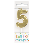 Mini Gold Numeral Pick Candles - 5 – thumbnail