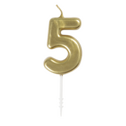 Mini Gold Numeral Pick Candles - 5 – thumbnail