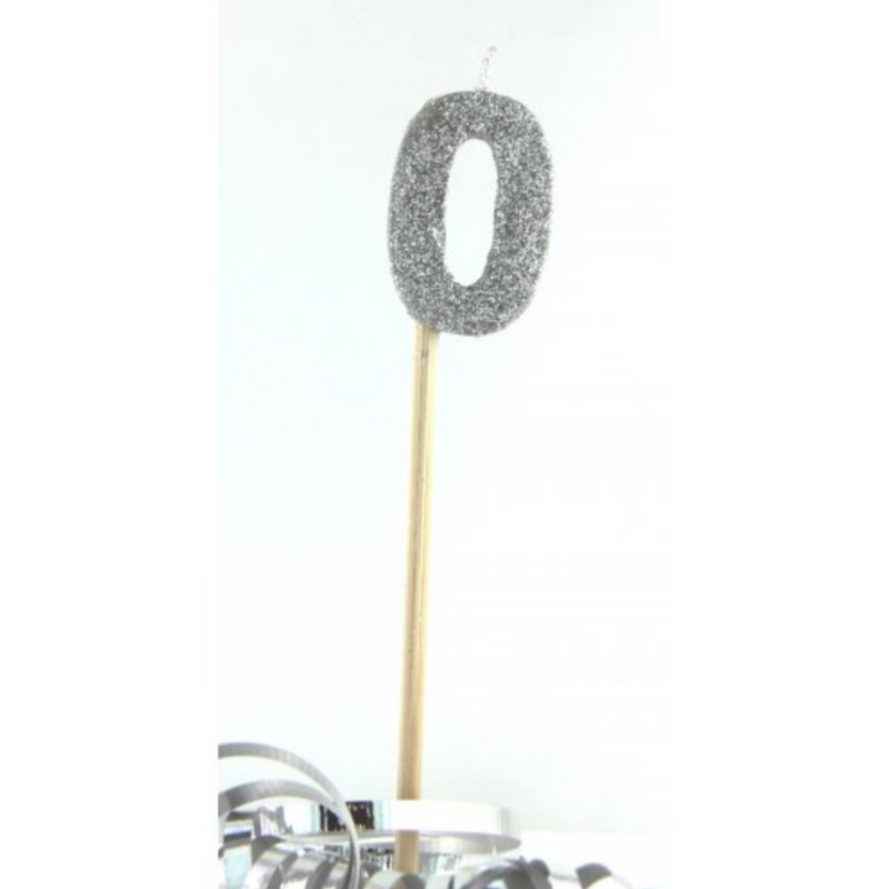 Candle Silver Glitter Long Stick #0