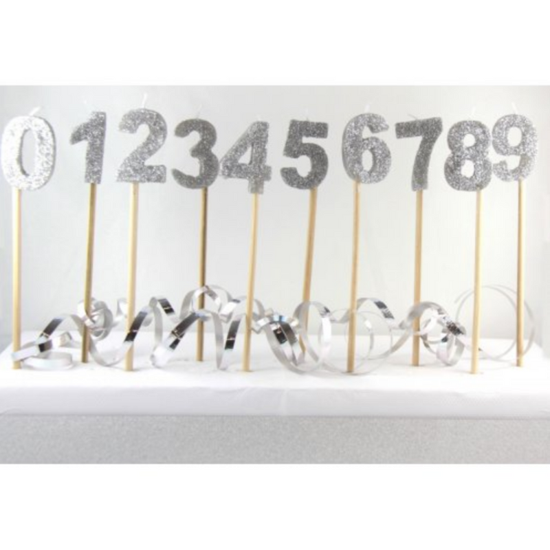 Candle Silver Glitter Long Stick #6