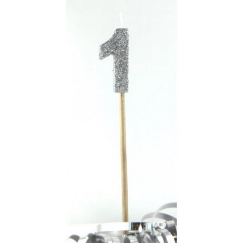 Candle Silver Glitter Long Stick #1