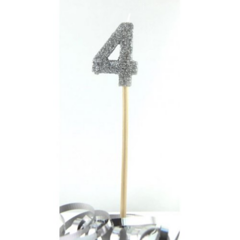 Candle Silver Glitter Long Stick #4