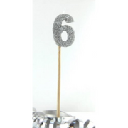 Candle Silver Glitter Long Stick #6 – thumbnail