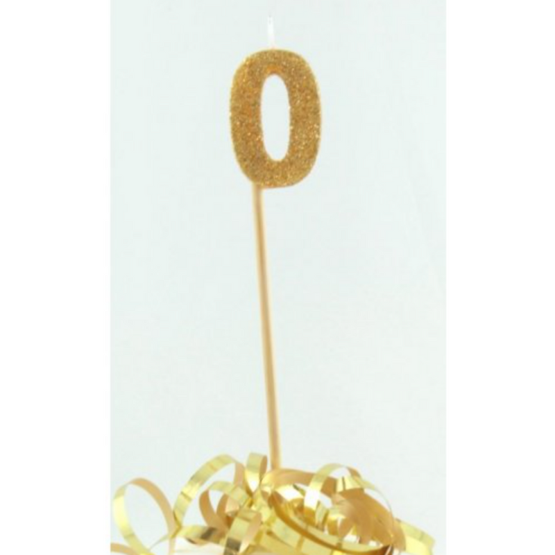 Candle Gold Glitter Long Stick #0